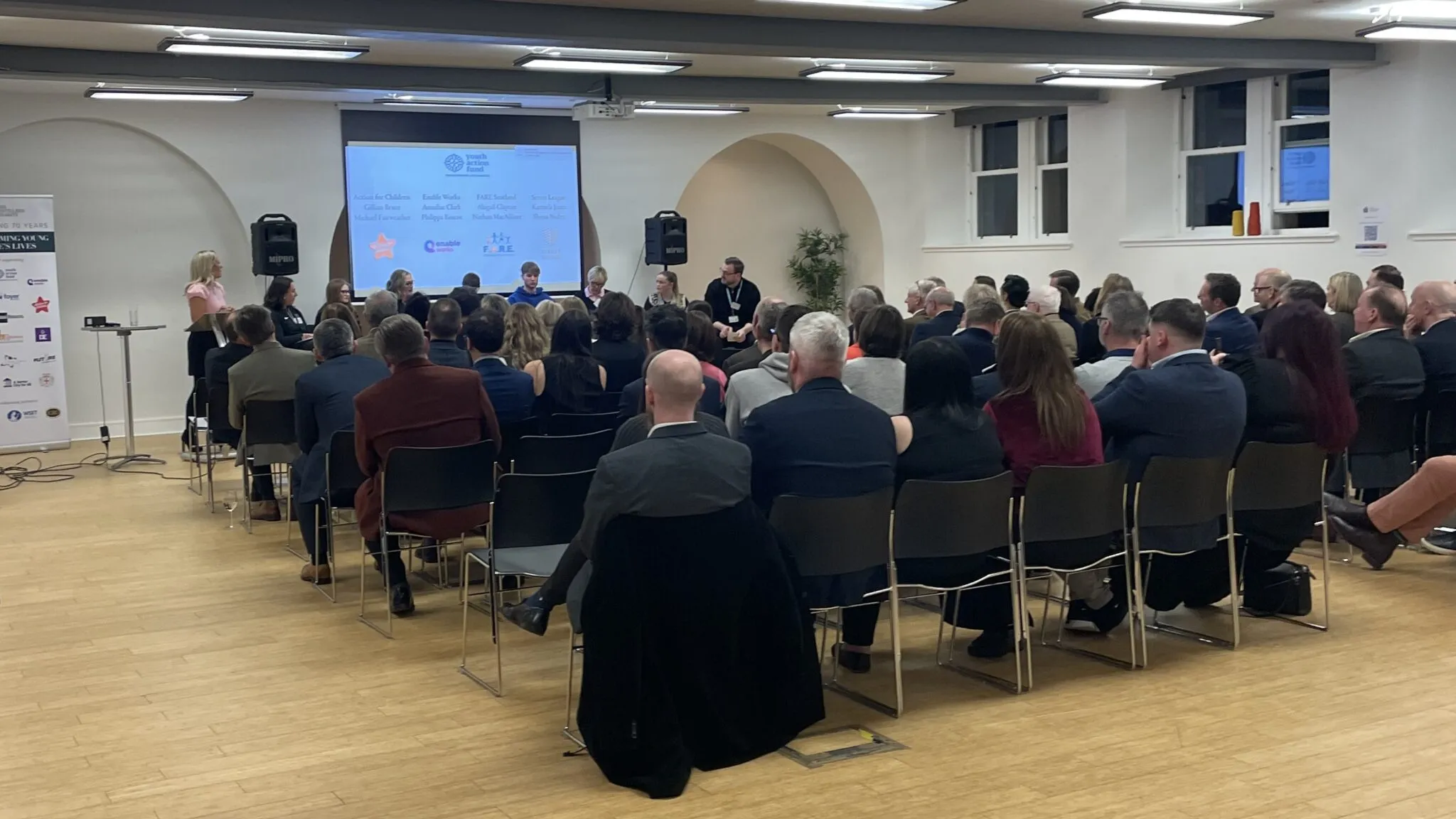 The audience at the Distillers’ Charity impact event at Dovecot Studios